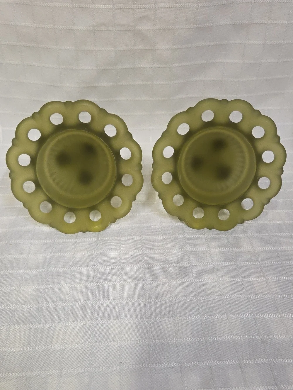 Westmoreland Satin Olive Green Candle Holders